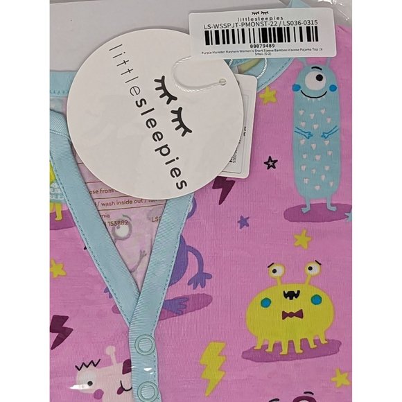 NIB Little Sleepies Purple Monster Mayhem Womens Shirt Size Small - Picture 2 of 2